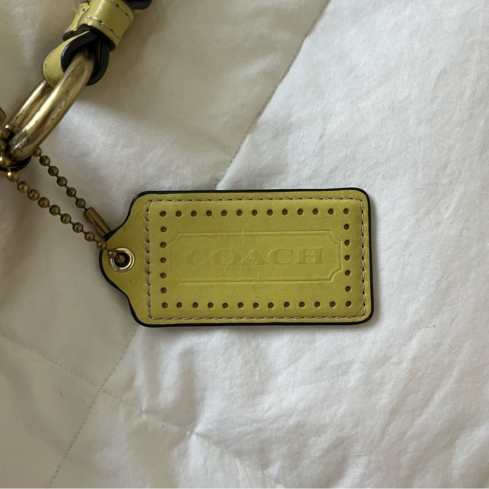 Lime Green and Tan Coach Shoulder Purse - Picture 4 of 5